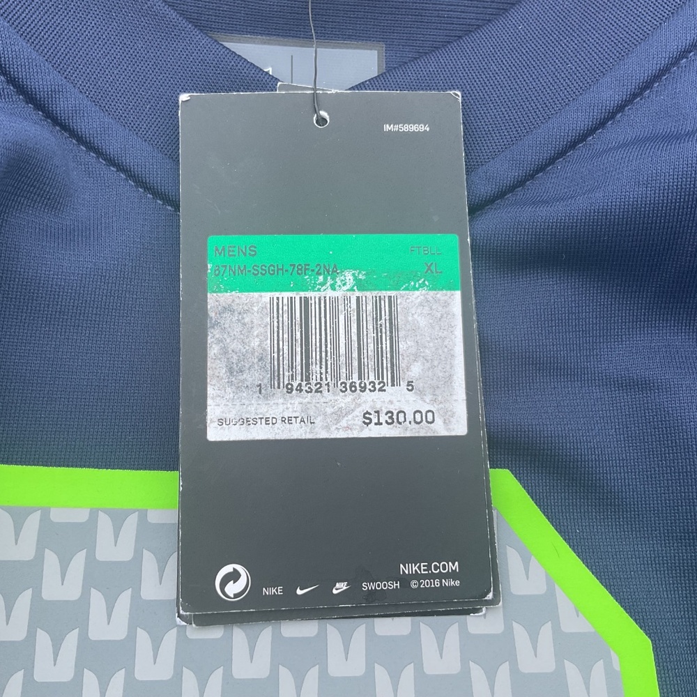 Nike NFL On field jersey Russell Wilson Seahawks 2016 Size XL New with tags - Picture 9 of 10